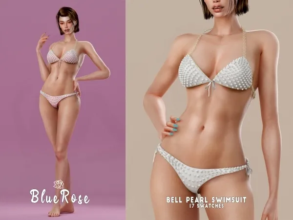 Alpha Bell Pearl Swimsuit Bluerose - The Sims 4 Custom Content