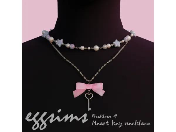 Alpha [EGGSIMS] Necklace 09 Heart Key necklace by EggU - The Sims 4 Custom Content