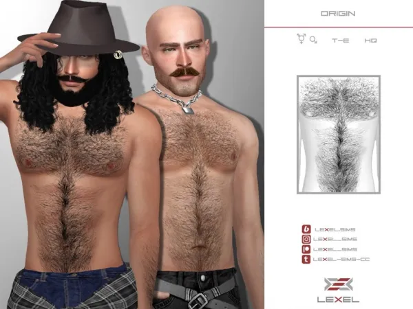 Alpha LEXEL Origin (Set of body hair) - The Sims 4 Custom Content
