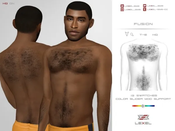 Alpha LEXEL Fusion (Body hair set) - The Sims 4 Custom Content