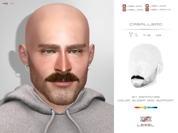 Alpha LEXEL Caballero (3D facial hair) - The Sims 4 Custom Content