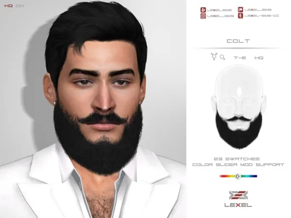 Alpha LEXEL Colt Odessey (3D facial hairs) - The Sims 4 Custom Content