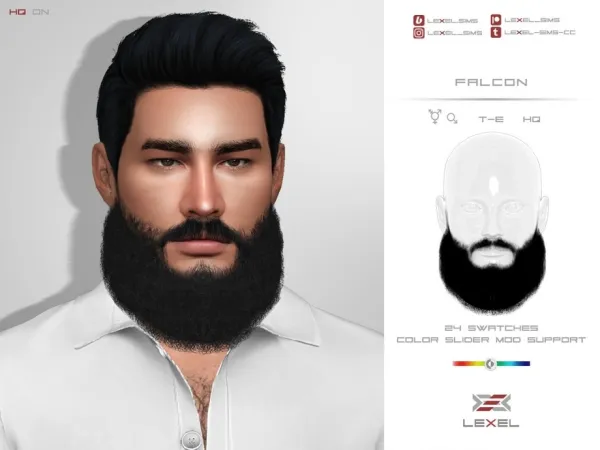 Alpha LEXEL Falcon (3D facial hair) - The Sims 4 Custom Content