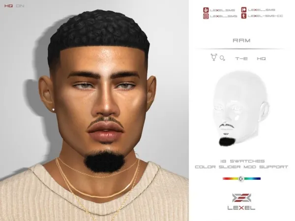 Alpha LEXEL Ram (3D facial hair) - The Sims 4 Custom Content
