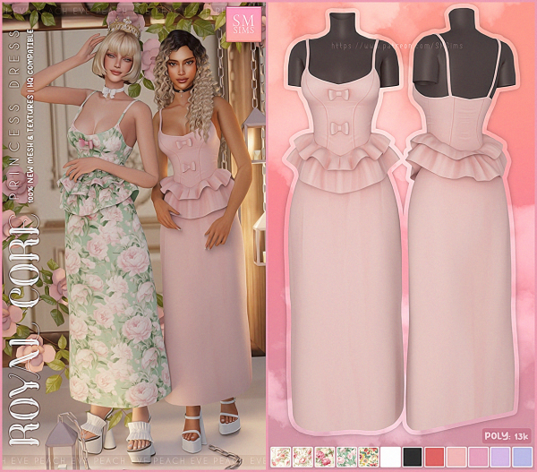 Alpha PEACH Royal Core Collection Princess Dress by simsfinds - The Sims 4 Custom Content
