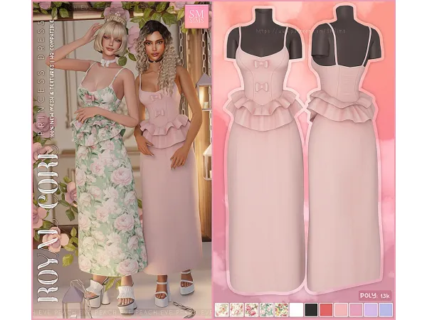 Alpha PEACH Royal Core Collection Princess Dress by SM Sims - The Sims 4 Custom Content