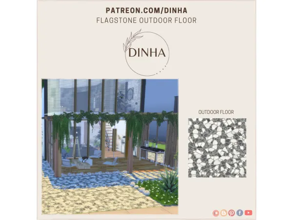 Alpha Flagstone Outdoor Floor - The Sims 4 Custom Content