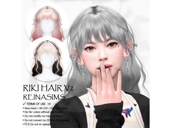 Alpha 81 Riki hair V2 by Reina sims4 - The Sims 4 Custom Content