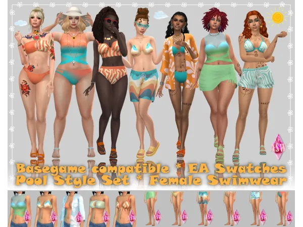 Maxis Match Pool Style Set Female Swimwear Basegame compatible by Annett's Sims 4 Welt ASW - The Sims 4 Custom Content