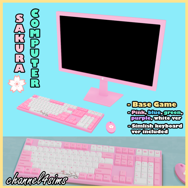 Mix Sakura Computer (cherry blossom) by simsfinds - The Sims 4 Custom Content