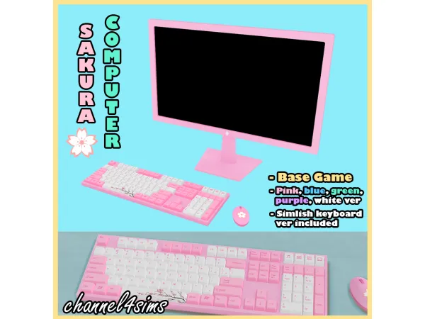 Mix Sakura Computer (cherry blossom) by channel4sims - The Sims 4 Custom Content