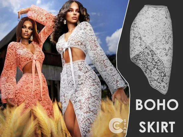 Alpha Bohemian Lace Skirt cool_content_star - The Sims 4 Custom Content