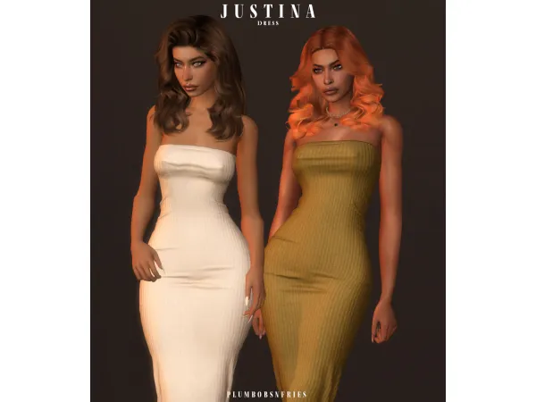 Alpha JUSTINA dress by plumbobsnfries - The Sims 4 Custom Content