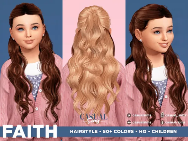 Alpha Faith Hair for Kids by CasualKids - The Sims 4 Custom Content
