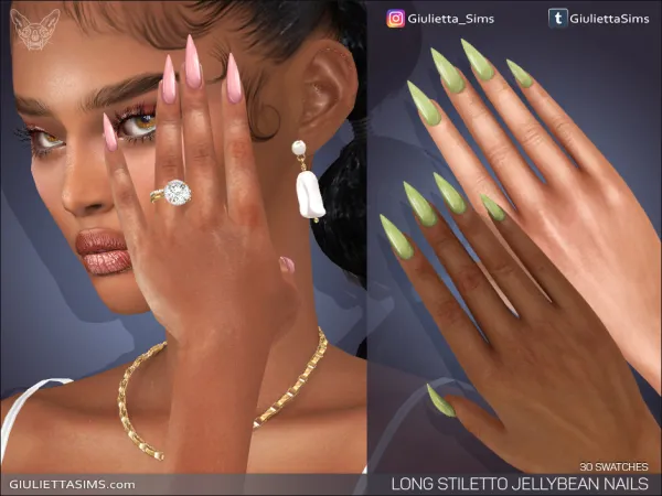Alpha Long Stiletto Jellybean Nails - The Sims 4 Custom Content