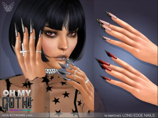 Alpha Oh My Goth Long Edge Gothic Nails - The Sims 4 Custom Content