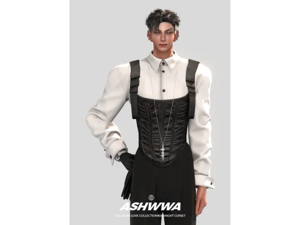 Alpha Polaroid Love collection03 knight corset by ASHwwa - The Sims 4 Custom Content