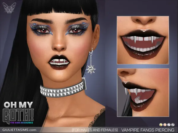 Alpha Oh My Goth Vampire Fangs and Piercing - The Sims 4 Custom Content