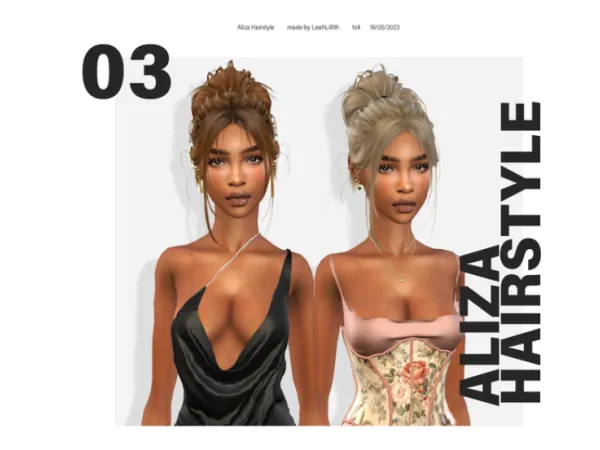 Alpha Aliza Hair by LeahLilith - The Sims 4 Custom Content