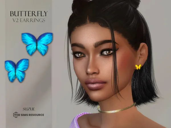 Alpha Butterfly V2 Earrings - The Sims 4 Custom Content
