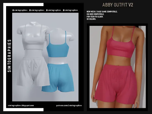 Alpha Abby Outfit V2 - The Sims 4 Custom Content