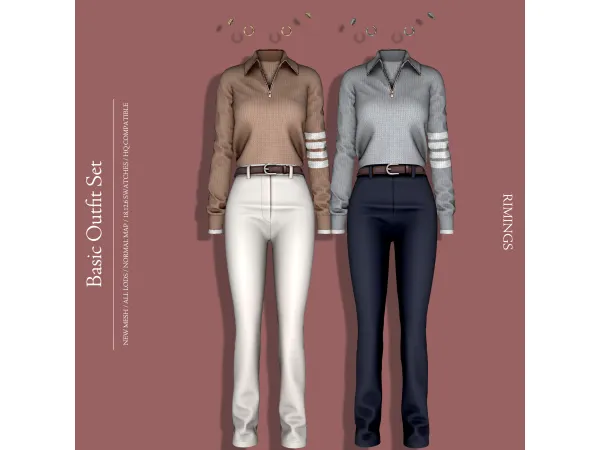 Alpha [RIMINGS] Basic Outfit Set by RIMINGS - The Sims 4 Custom Content