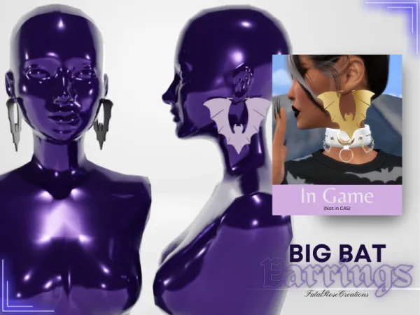 Alpha Big Bat Earrings - The Sims 4 Custom Content
