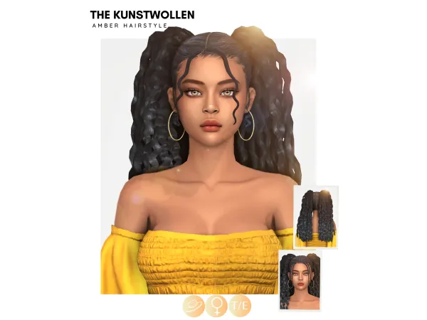 Maxis Match Amber hair set by The Kunstwollen - The Sims 4 Custom Content