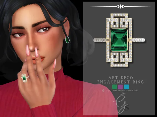 Alpha Art Deco Engagement Ring by Glitterberry Sims - The Sims 4 Custom Content