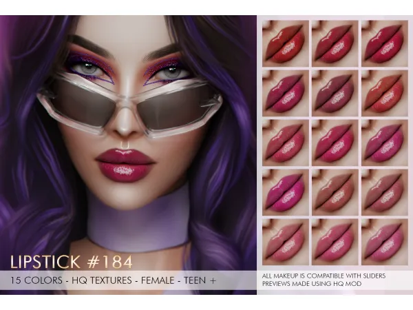Alpha AMBER MAKEUP SET LIPSTICK 184 - The Sims 4 Custom Content