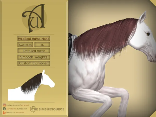 Maxis Match WILDSOUL HORSE ALPHA STYLED MANE - The Sims 4 Custom Content