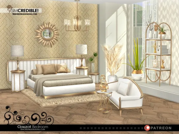 Alpha Clouzot Art Deco Bedroom - The Sims 4 Custom Content