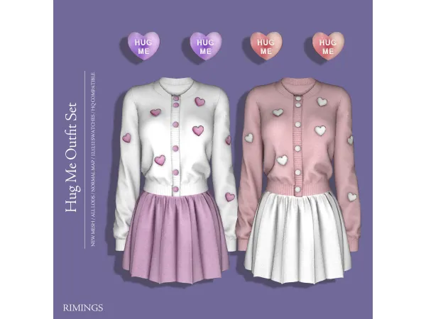 Alpha [RIMINGS] Hug Me Outfit Set by RIMINGS - The Sims 4 Custom Content