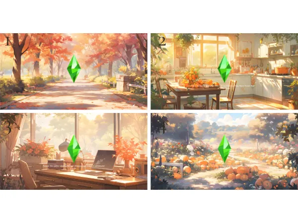 Mix Autumn Loading Screens by marilynjeansims - The Sims 4 Custom Content