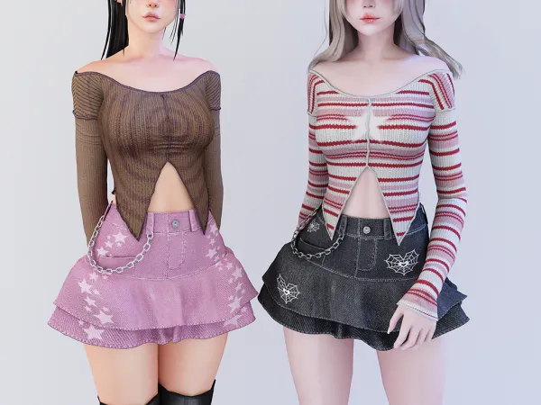 Alpha Dulce mini skirt Traceum high top - The Sims 4 Custom Content