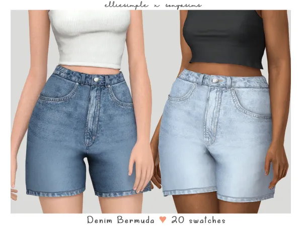 Alpha elliesimple x sonyasims denim bermuda - The Sims 4 Custom Content
