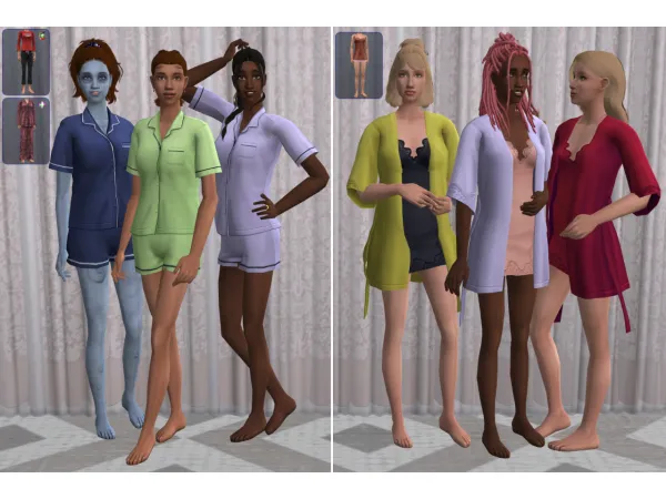 yfbodypajamasclassic(EP1) and afbodypajamaslong replaced with Caio x Serenity Love Myself PJ Shirt Shorts converted by Moyokean - The Sims 2 Custom Content