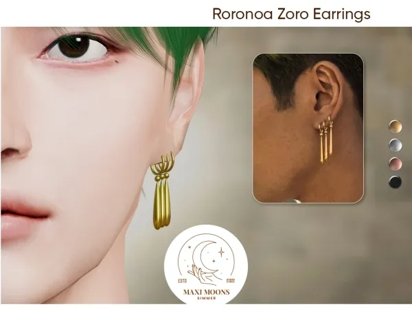Mix Roronoa Zoro Earrings (from One Piece) - The Sims 4 Custom Content