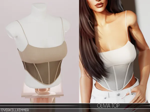 Alpha Olivia top by overkillsimmer - The Sims 4 Custom Content