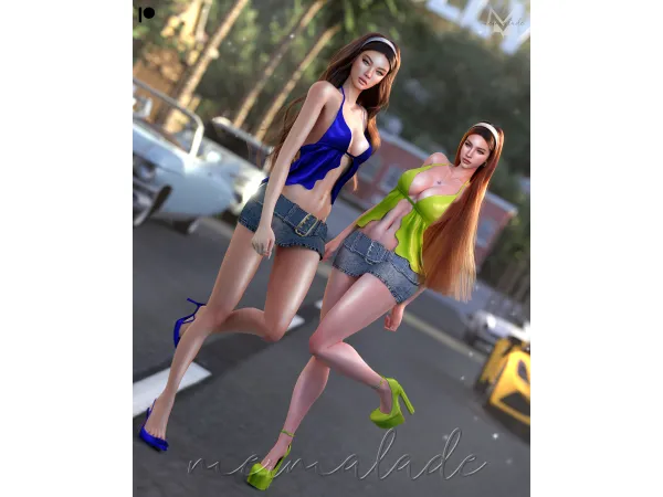 Alpha Satin Top and Micro Mini Skirt by mermalade - The Sims 4 Custom Content