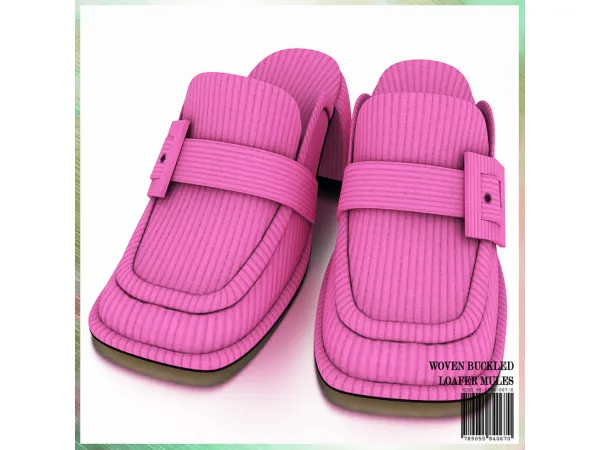 Alpha Woven Buckled Loafer Mules by MIRO - The Sims 4 Custom Content