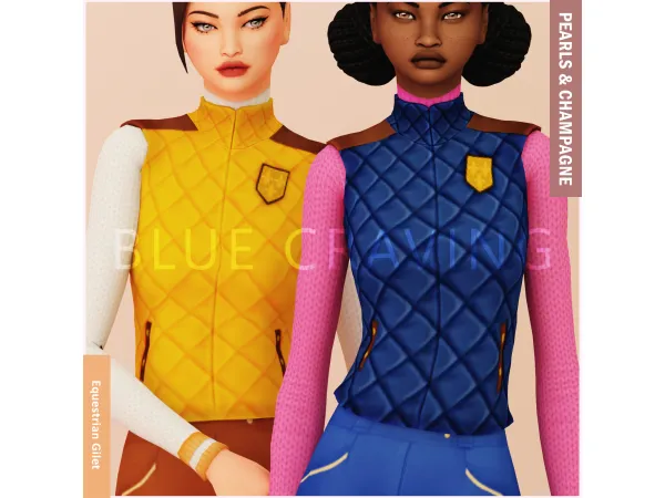 Maxis Match Blue Craving Equestrian Gilet - The Sims 4 Custom Content