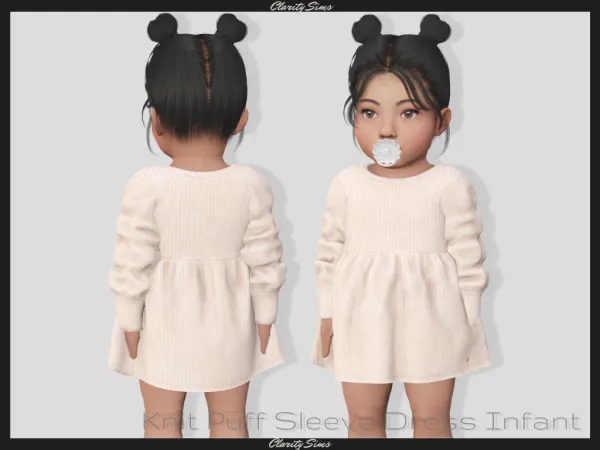 Alpha Knit Puff Sleeve Dress Infant - The Sims 4 Custom Content