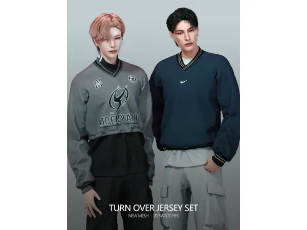 Alpha Turn Over Jersey Set by RONA_SIMS - The Sims 4 Custom Content