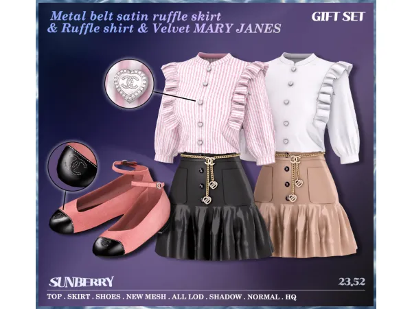 Alpha [SUNBERRY]GIFT SET_Logo Clothes shoes set (Early access) by SUNBERRY - The Sims 4 Custom Content