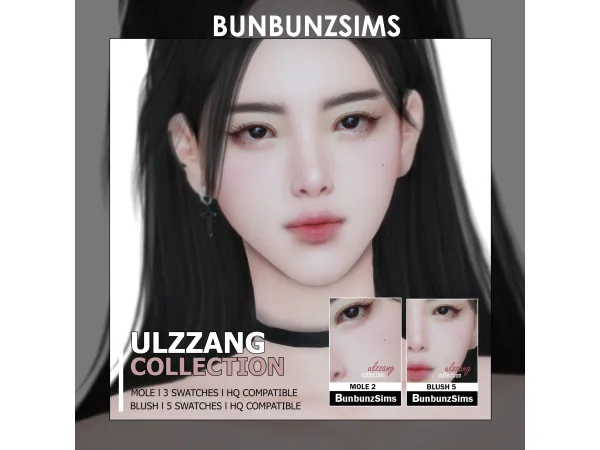 Alpha Ulzzang collection Mole and Blush by BunbunzSims - The Sims 4 Custom Content