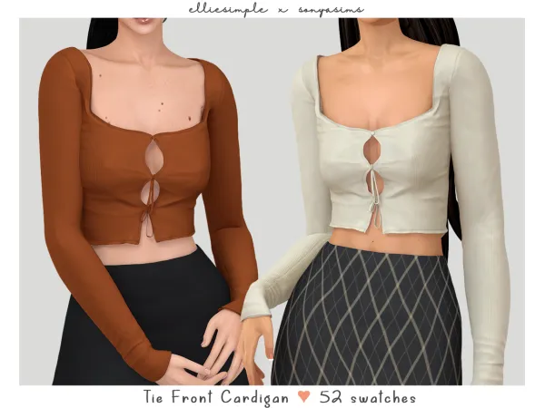 Alpha Elliesimple x SonyaSims Tie front cardigan - The Sims 4 Custom Content