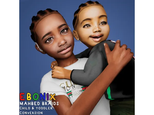 Alpha Mahbed Braids Child Toddler by Ebonix - The Sims 4 Custom Content