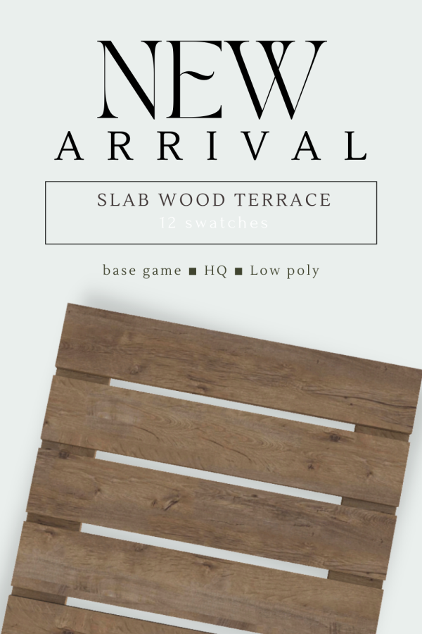 Alpha The Hamptons Collection Slab wood terrace by simsfinds - The Sims 4 Custom Content