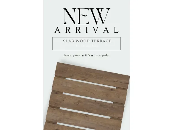 Alpha The Hamptons Collection Slab wood terrace - The Sims 4 Custom Content